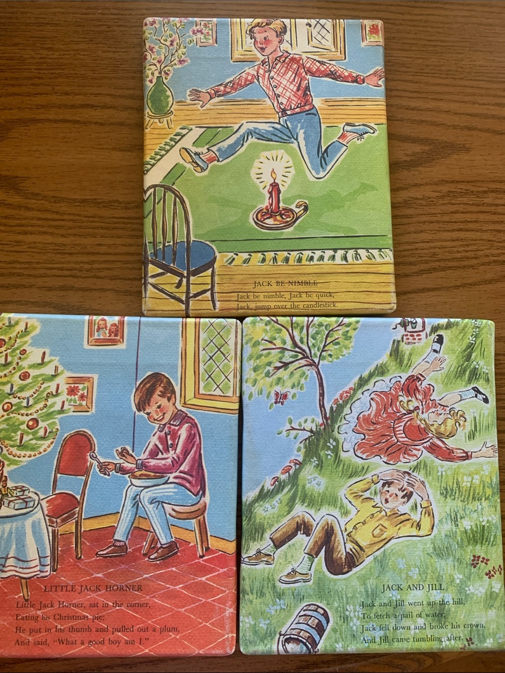 Nursery Rhyme Wall Art Triptych - Red, Green, Blue